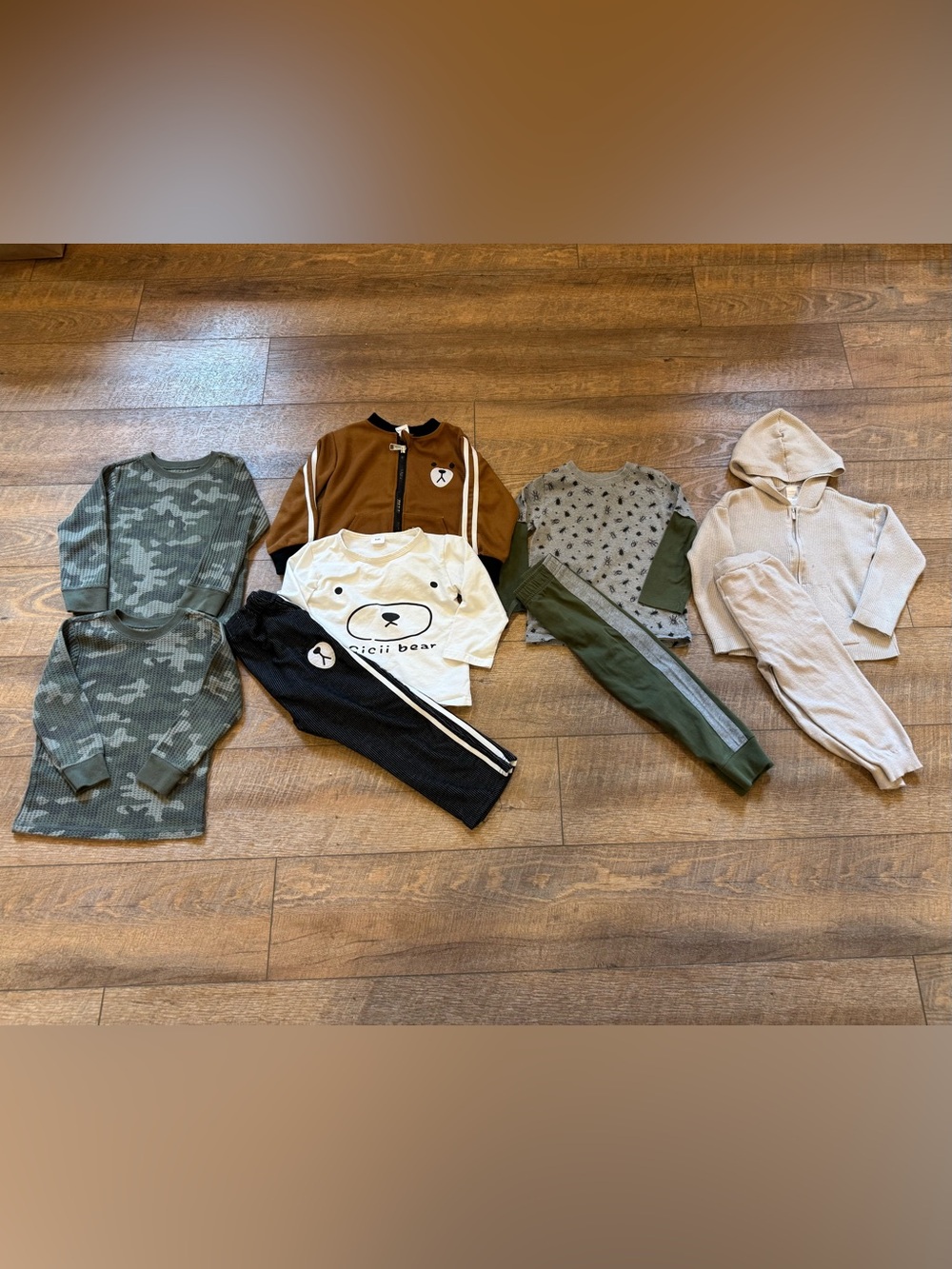 Boys 3T Clothing Lot Bear Camo Bugs Hoodies Joggers Shirts 9 Pieces